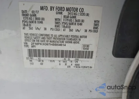 2017 Ford Edge Se from USA, damaged, VIN 2FMPK3G97HBB54614